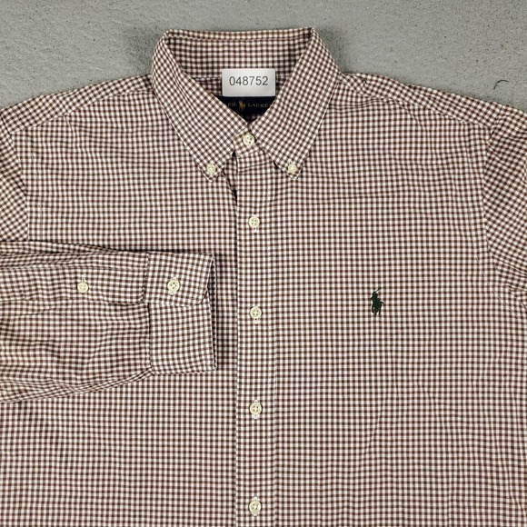 Ralph Lauren Shirt Mens Large Brown Check Pony Casual Button Up Long Sleeve * - Picture 2 of 9
